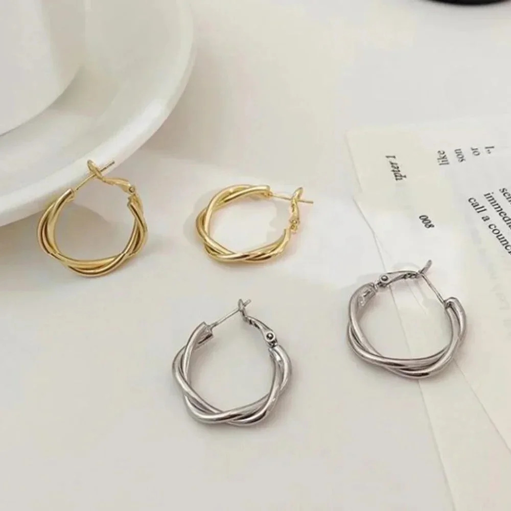 925 Sterling Silver Minimalist Twist Small Hoop Earrings